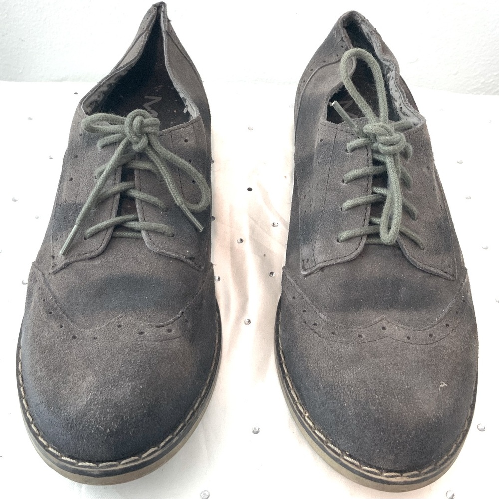 Mia Gray Suede Wingtip Lace-Up Shoes